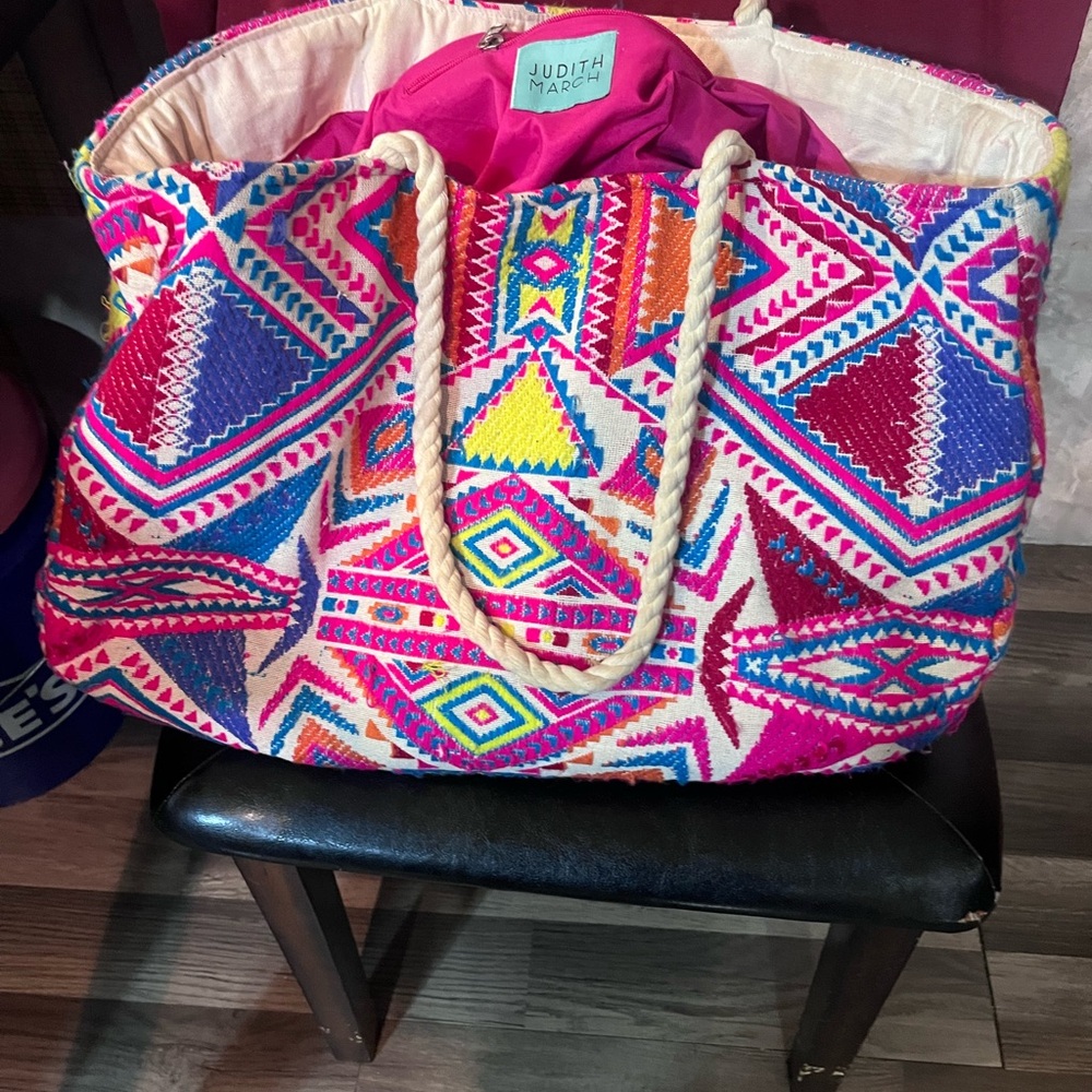 Judith March Vibrant Tribal Pattern Tote